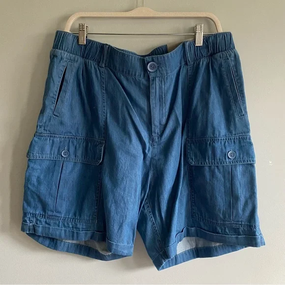 Soft Surroundings Pali Cargo elastic Waist 6.5” Short in Medium Denim Petite XL - Picture 2 of 7